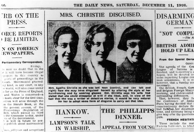 Los periódicos se hicieron rápidamente eco de la desaparición de la famosa escritora