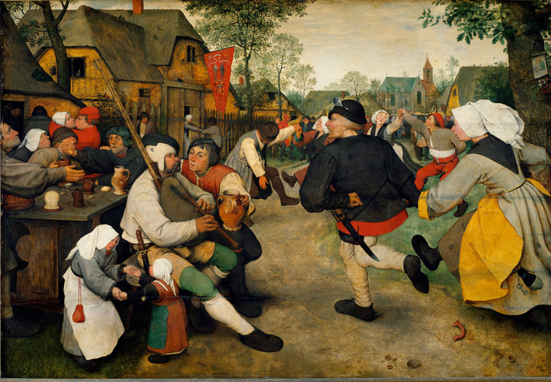 Danza Campesina, cuadro pintado por Pieter Brueghel el Viejo en 1568. Museo de Historia del Arte, Viena.