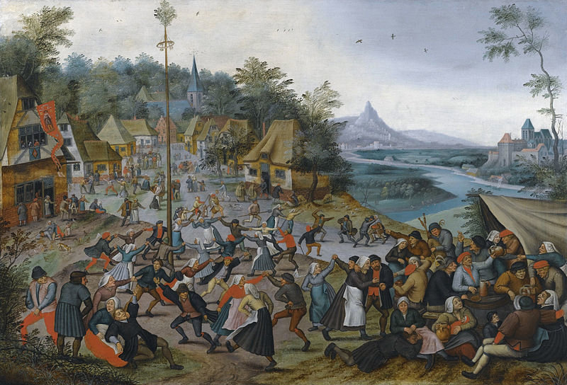 Festividad de San Jorge alrededor del a´rbol de mayo. Pintura de Pieter Brueghel el Joven.