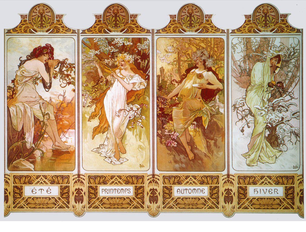 1art1 Alphonse Mucha Cartel Con Marco (Plástico) - Cuatro Gemas, Topacio 1900 (91 X 61cm