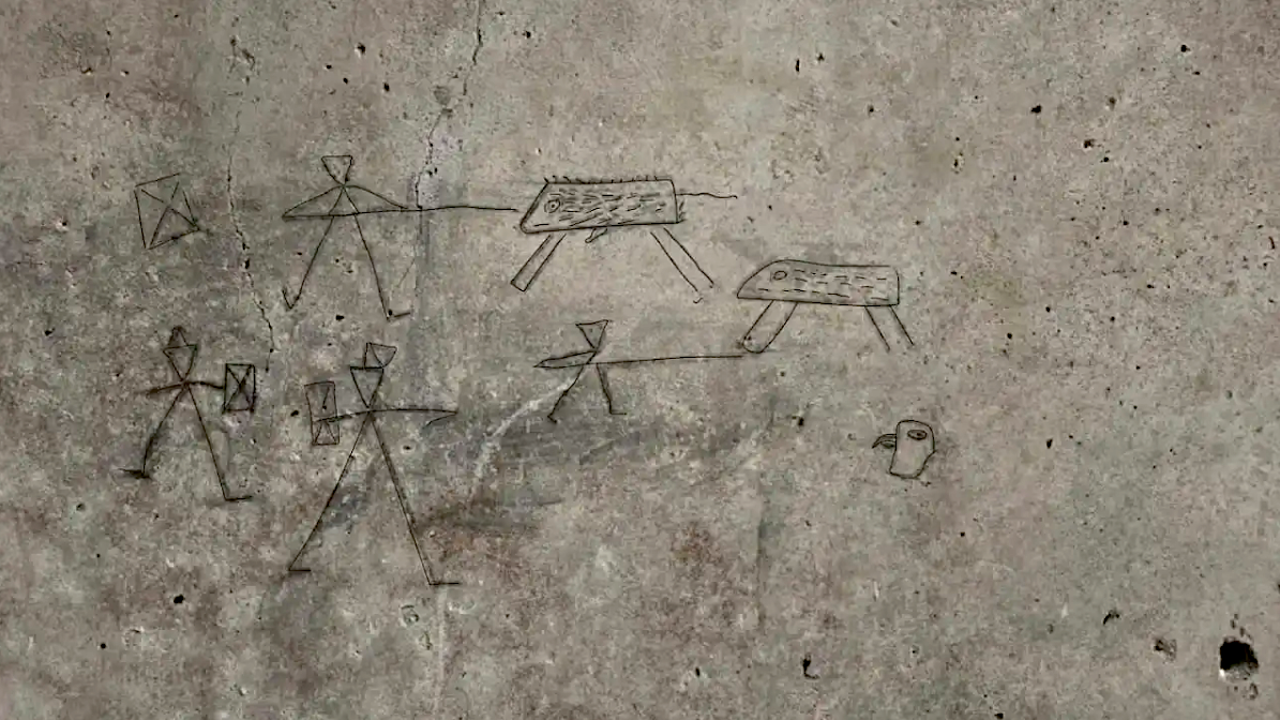 Encuentran en Pompeya grafitis realizados por niños con escenas de gladiadores
