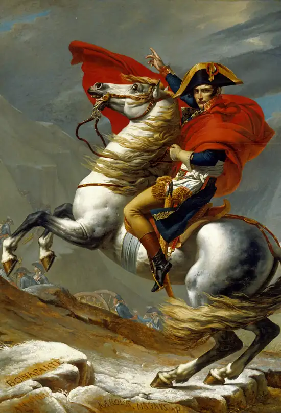 Napoleón a caballo en los Alpes