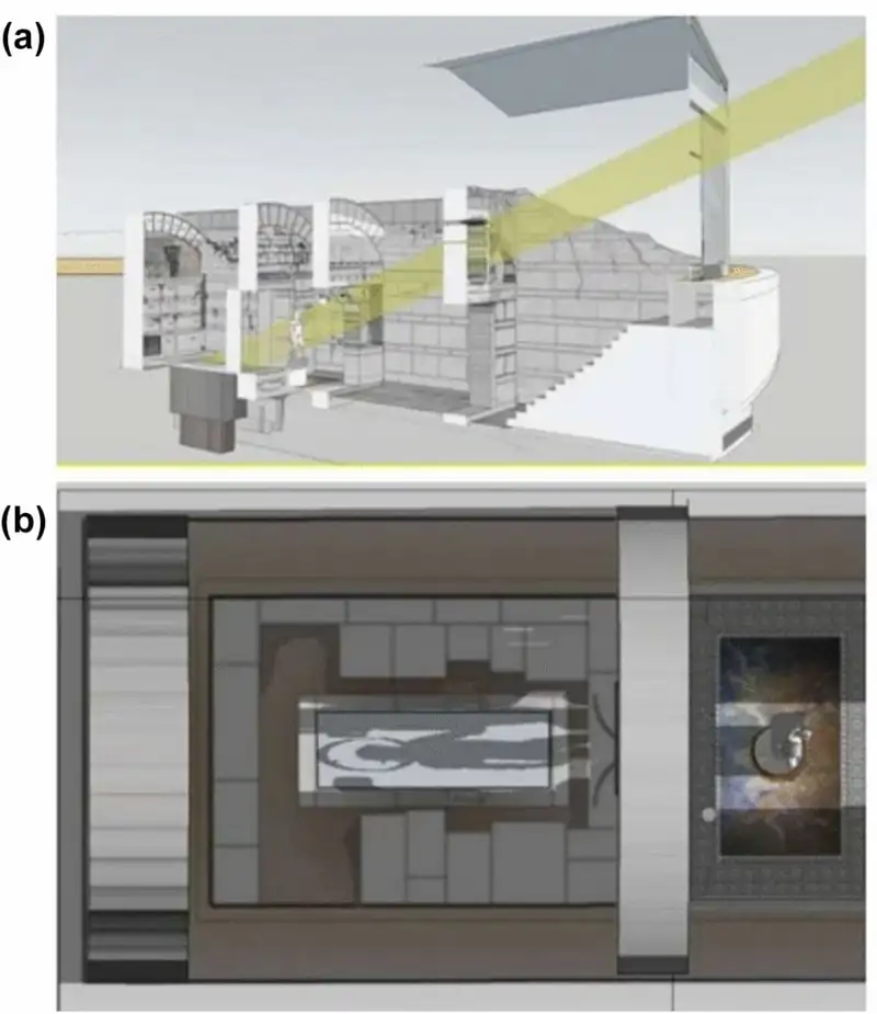 reflejo luz solar tumba hefestion