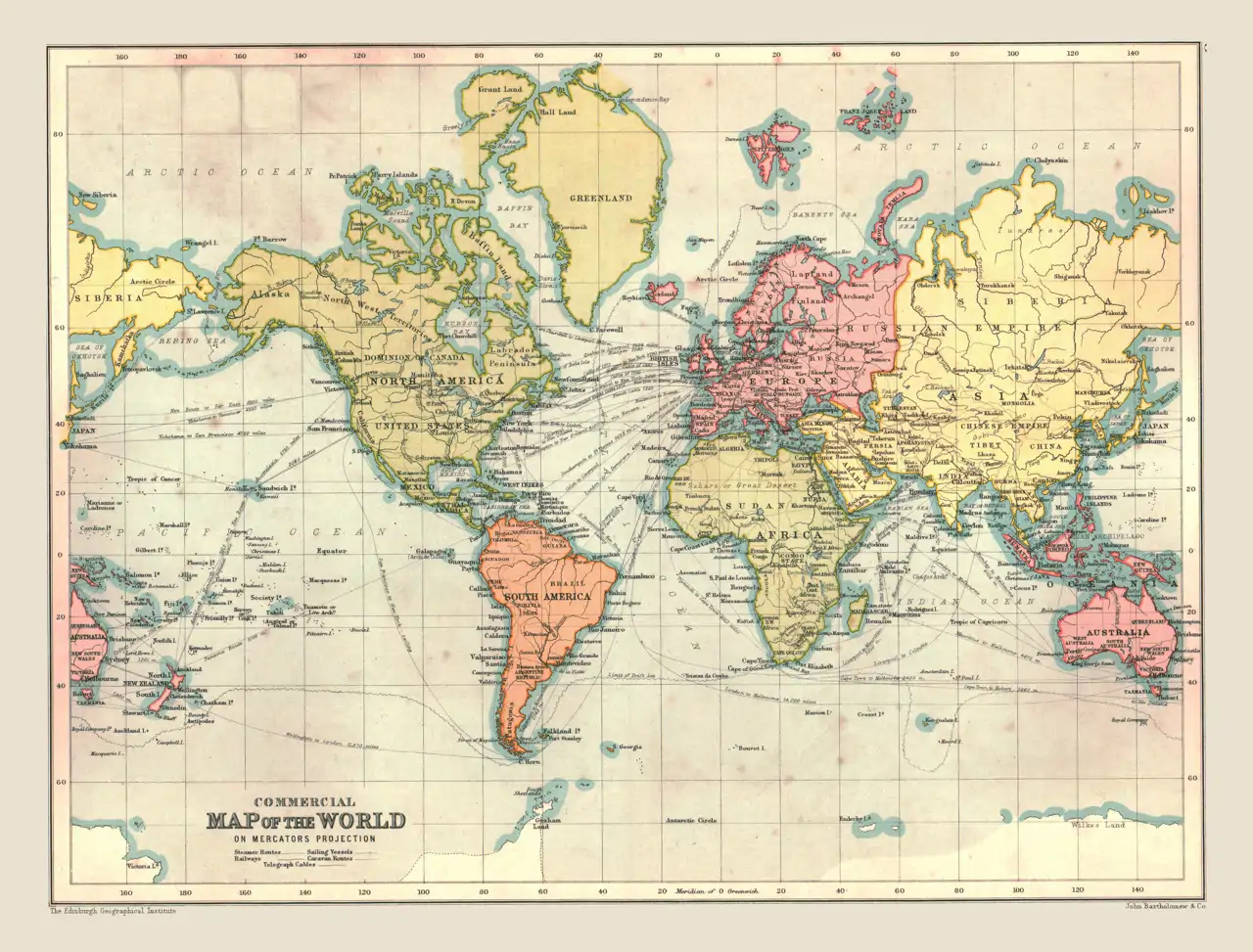 Proyección de Mercator en un mapa de 1902.