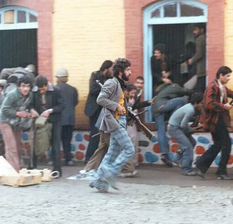 Group of Armed Revolutionaries during Iranian Revolution