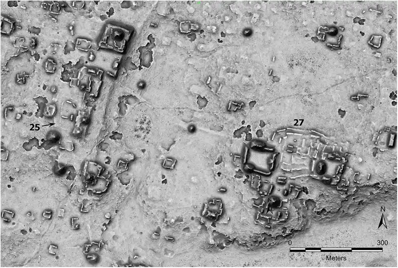 Localización de algunos de las estructuras nido de Ocomtún