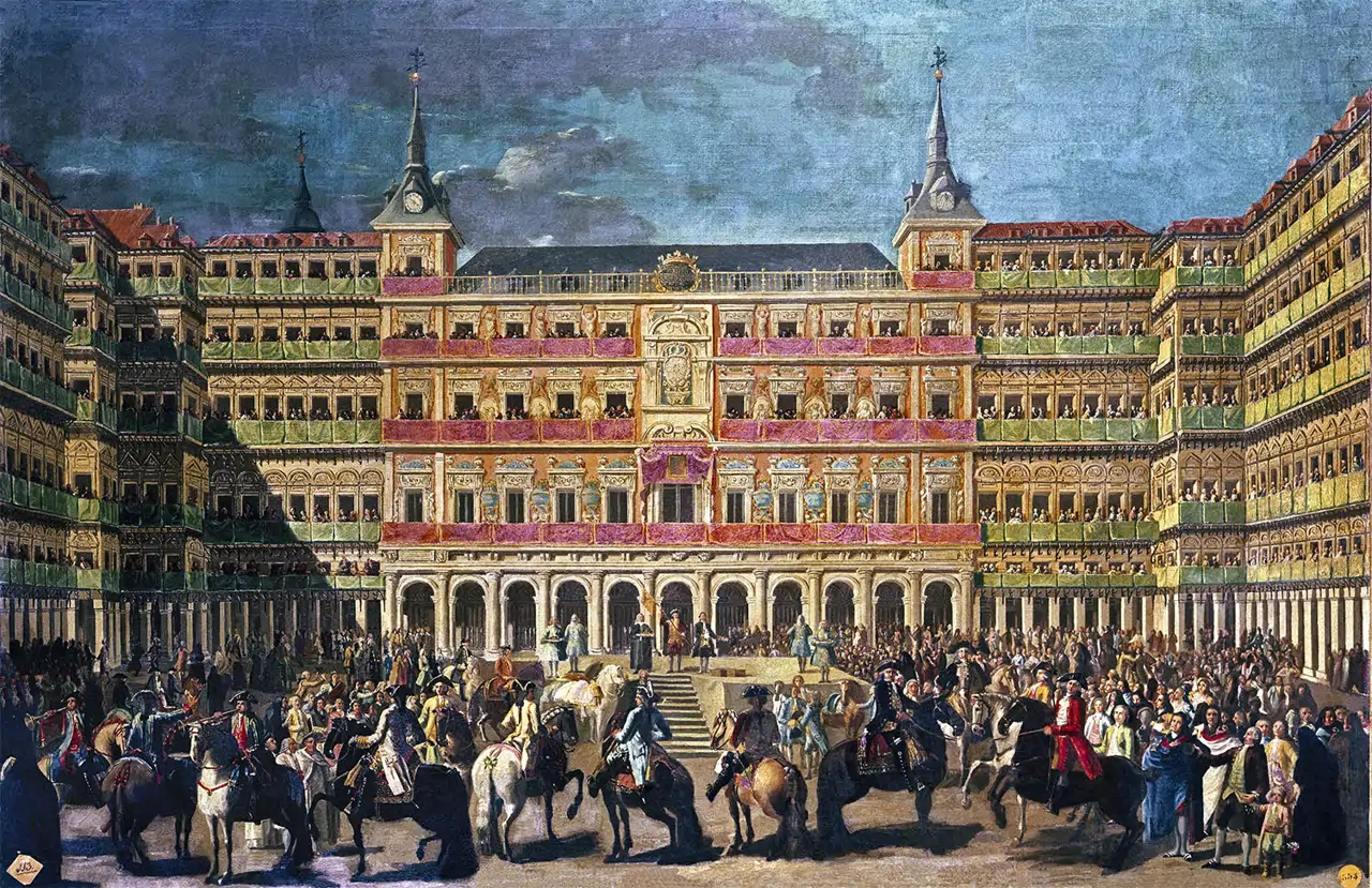 Proclamación de Carlos III en la Plaza Mayor, de Lorenzo Quirós